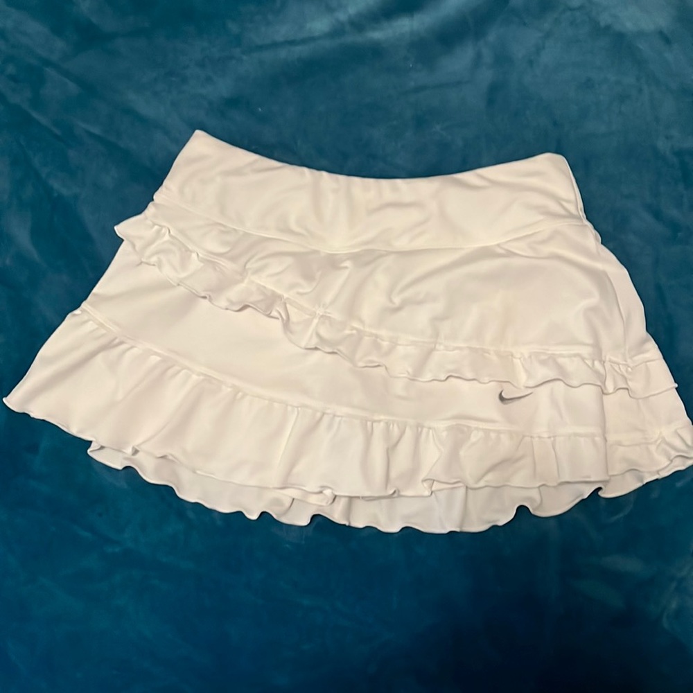 white nike ruffle skirt